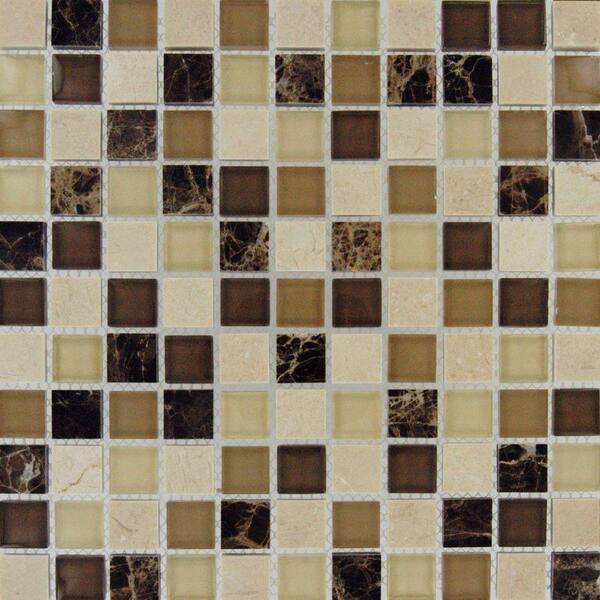 Unbranded Alicante Blend 12 in. x 12 in. x 8 mm Glass and Stone Mesh-Mounted Mosaic Tile