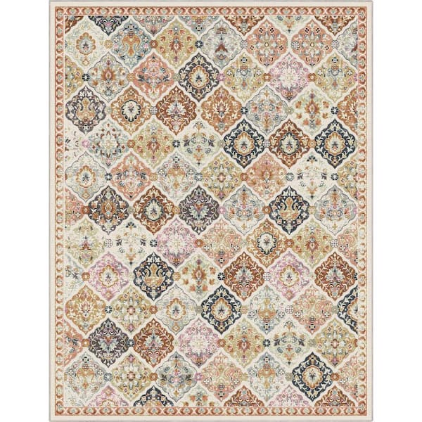 Multi 7 ft. 7 in. x 9 ft. 10 in. Flat-Weave Apollo Maeve Vintage Bohemian Geometric Area Rug