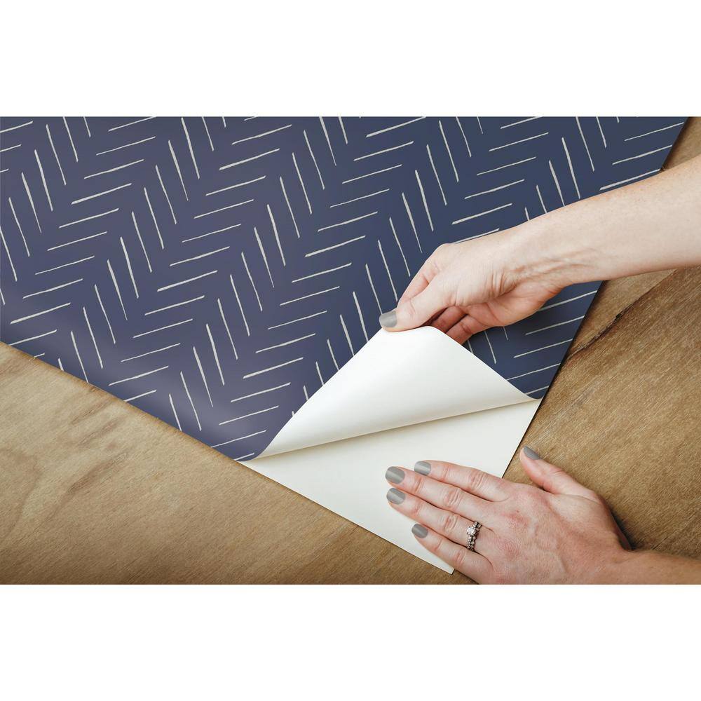Blue Herringbone Peel and Stick Wallpaper