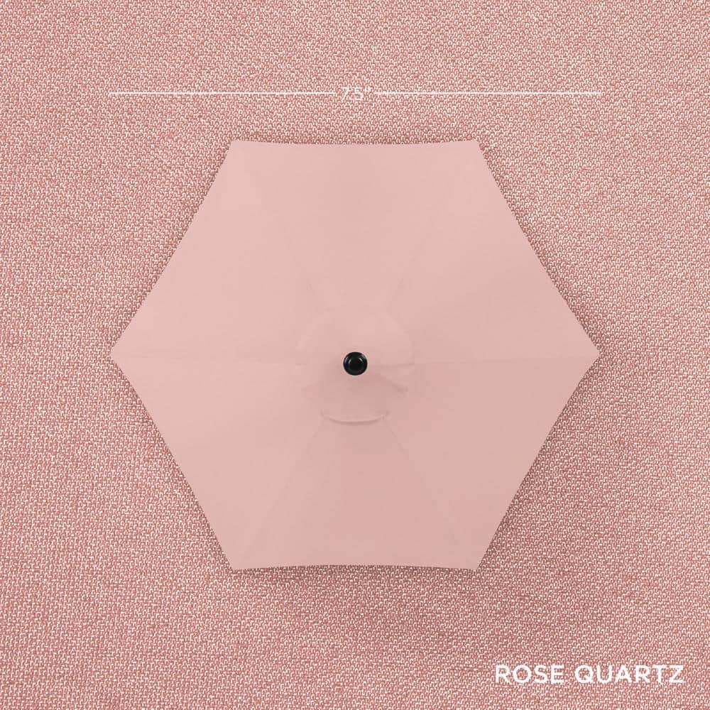 7.5ft Rose Quartz Polyester Outdoor Market Patio Umbrella with Steel Pole