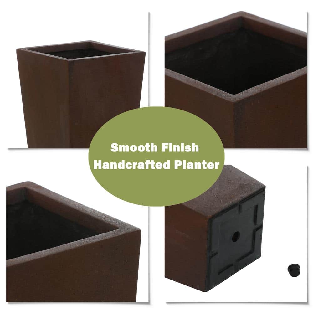 Rustic Brown Tall Square Tapered Planter