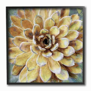 12 in. x 12 in. "Yellow Painted Botanical Succulent Bloom Painting" by Artist Lindsay Benson Framed Wall Art