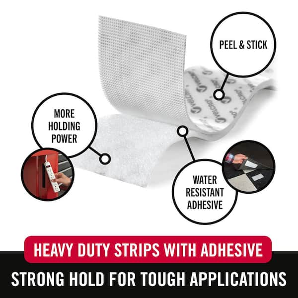 Velcro Brand 2pk Heavy Duty White Stick On Strips 50mm