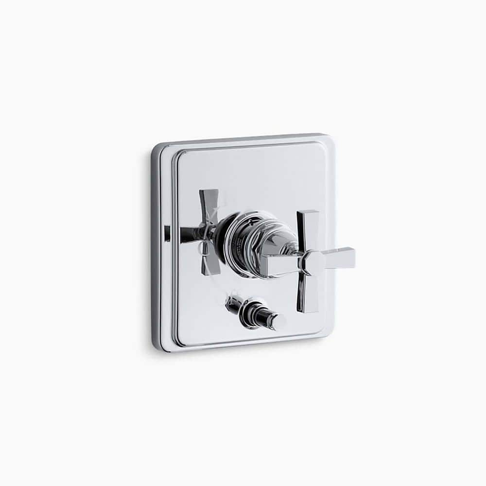 KOHLER Pinstripe Rite-Temp 1-Handle Valve Trim with Push-Button ...