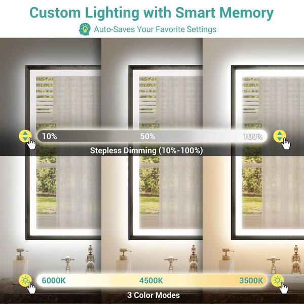 Bonosuki 22 in. H x 30 in. W Morden LED Bathroom Vanity Mirror