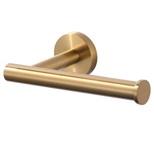 Wall Mounted Round Stainless-Steel Toilet Paper Holder in Brushed Gold