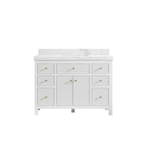 Sonoma 48 in. W x 22 in. D x 36 in. H Bath Vanity in White with 2" Calacatta Nuvo Top