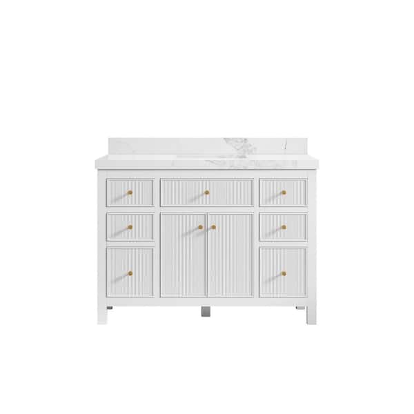 Willow Collections Sonoma 48 in. W x 22 in. D x 36 in. H Bath Vanity in White with 2" Calacatta Nuvo Top