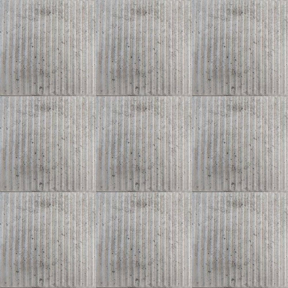 Concrete Gray Corrugated Polystyrene Glue-Up Ceiling Tile