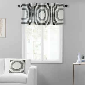 Mecca Steel Gray Printed Cotton Rod Pocket Window Valance - 50 in. W x 19 in. L (1 Panel)