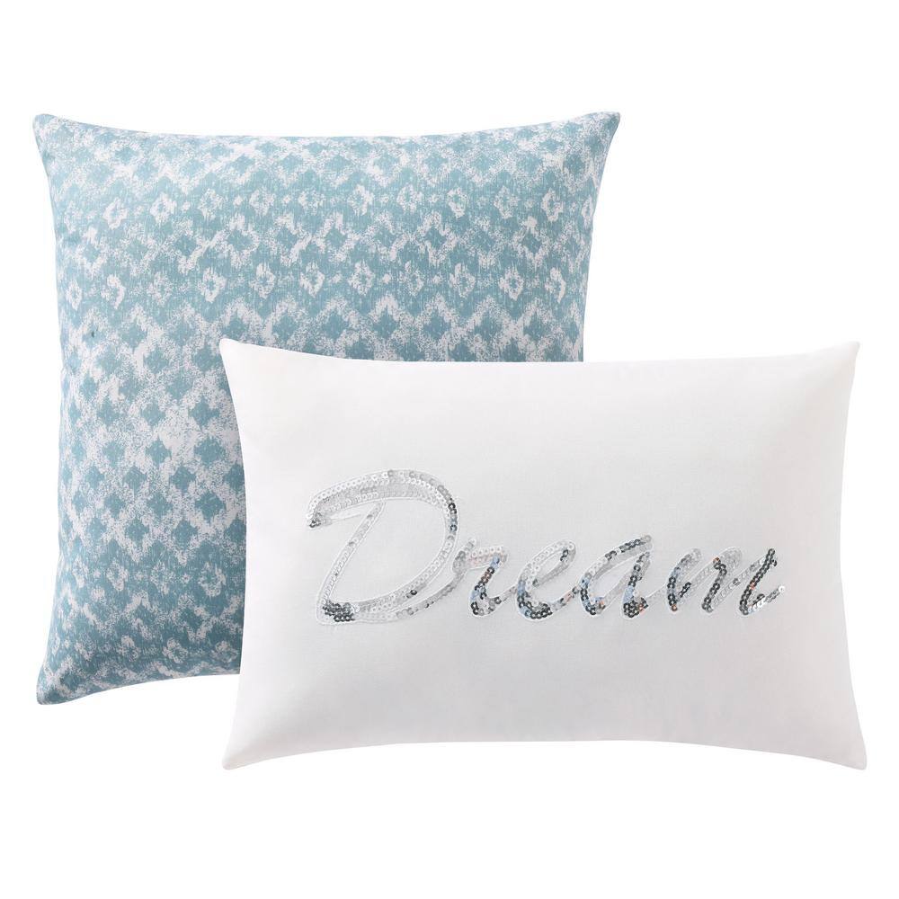Twin Blue Microfiber Reversible Comforter Set with Geometric Print