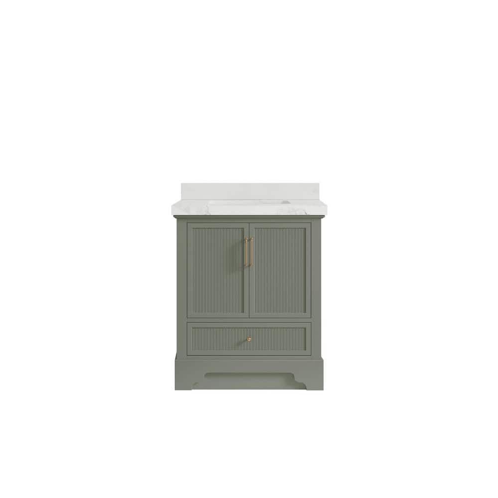"Alys 30 in. W x 22 in. D x 36 in. H Single Sink Bath Vanity Center in Evergreen with 2"" Calacatta Nuvo Top" price history on PriceWatchPro