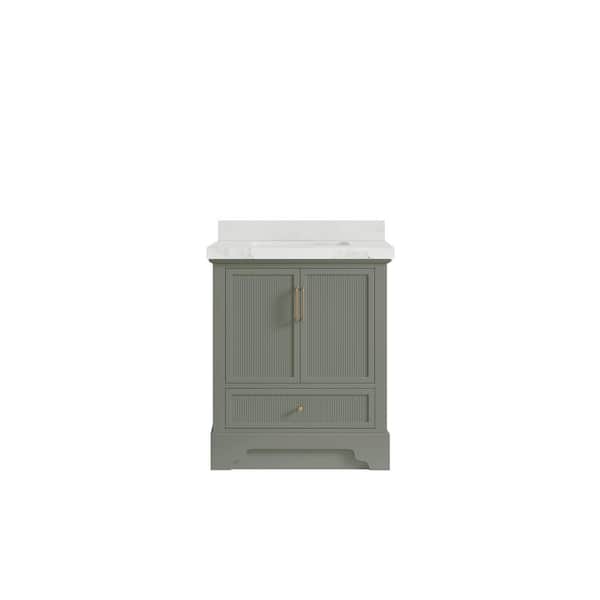 Willow Collections Alys 30 in. W x 22 in. D x 36 in. H Single Sink Bath Vanity Center in Evergreen with 2" Calacatta Nuvo Top