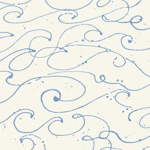 Kuroshio Light Blue Ocean Wave Matte Paper Pre-Pasted Wallpaper Sample