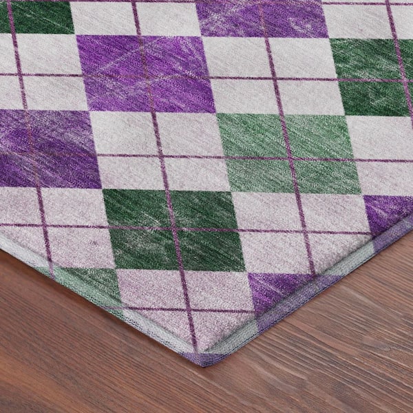 Mayfield Premium Machine Washable Abstract AMF2237 Purple 10 ft. x 14 ft. Area Rug