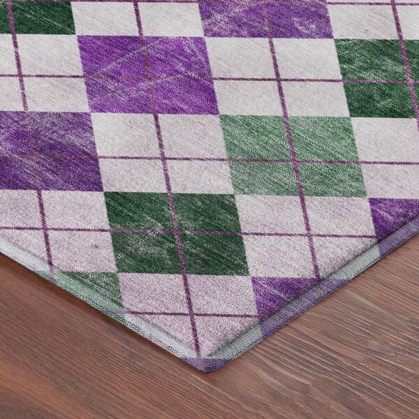 Mayfield Premium Machine Washable Abstract AMF2237 Purple 8 ft. x 8 ft. Round Rug