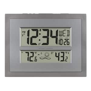 Atomic Digital Clock with Temperature and Forecast in Gray/Silver