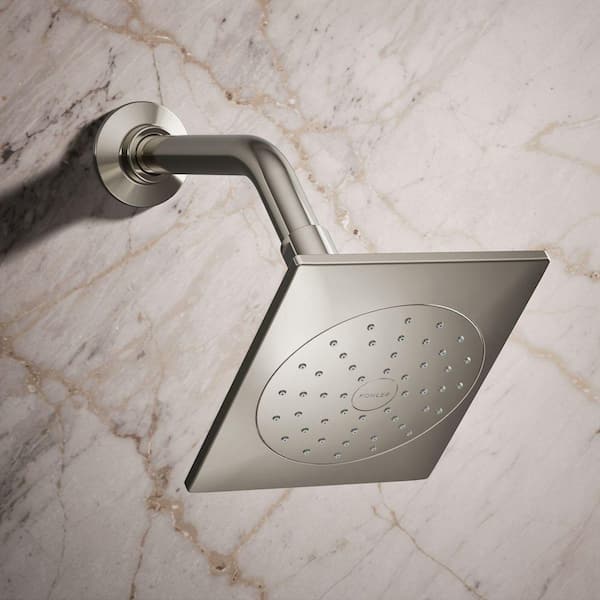 Loure 1-Spray Patterns 5.25 in. Wall Mount Fixed Shower Head in Vibrant Polished Nickel