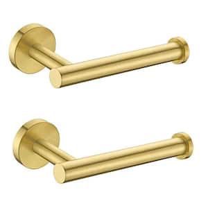 Wall Mounted Single Arm Toilet Paper Holder in Stainless Steel Brushed Gold (Set of 2)