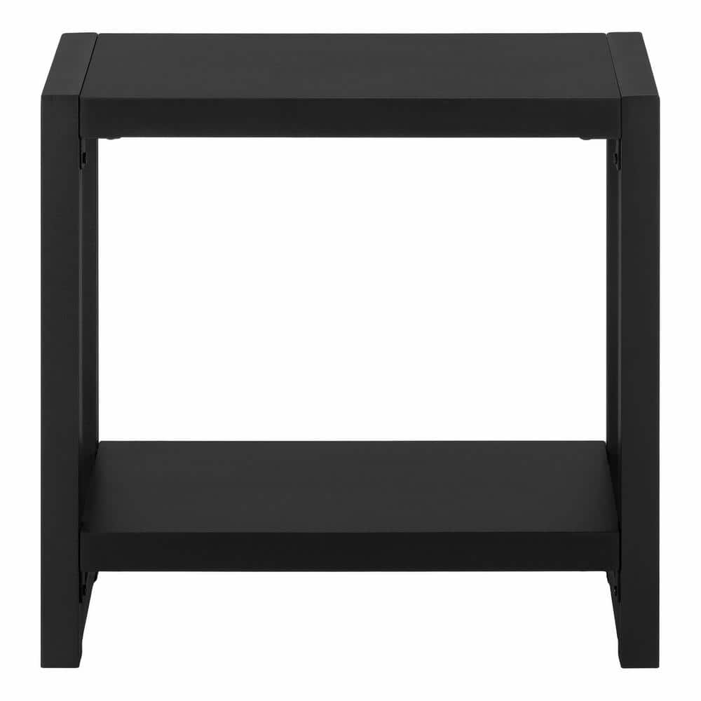Black Metal Rectangular End Table with Shelf
