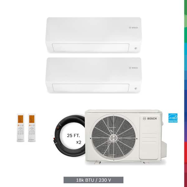 Bosch Gen 3 Climate 5000 2-Zone 18,000 BTU 1.5 Ton Ductless Mini Split Air Conditioner with Heat Pump 230-Volt