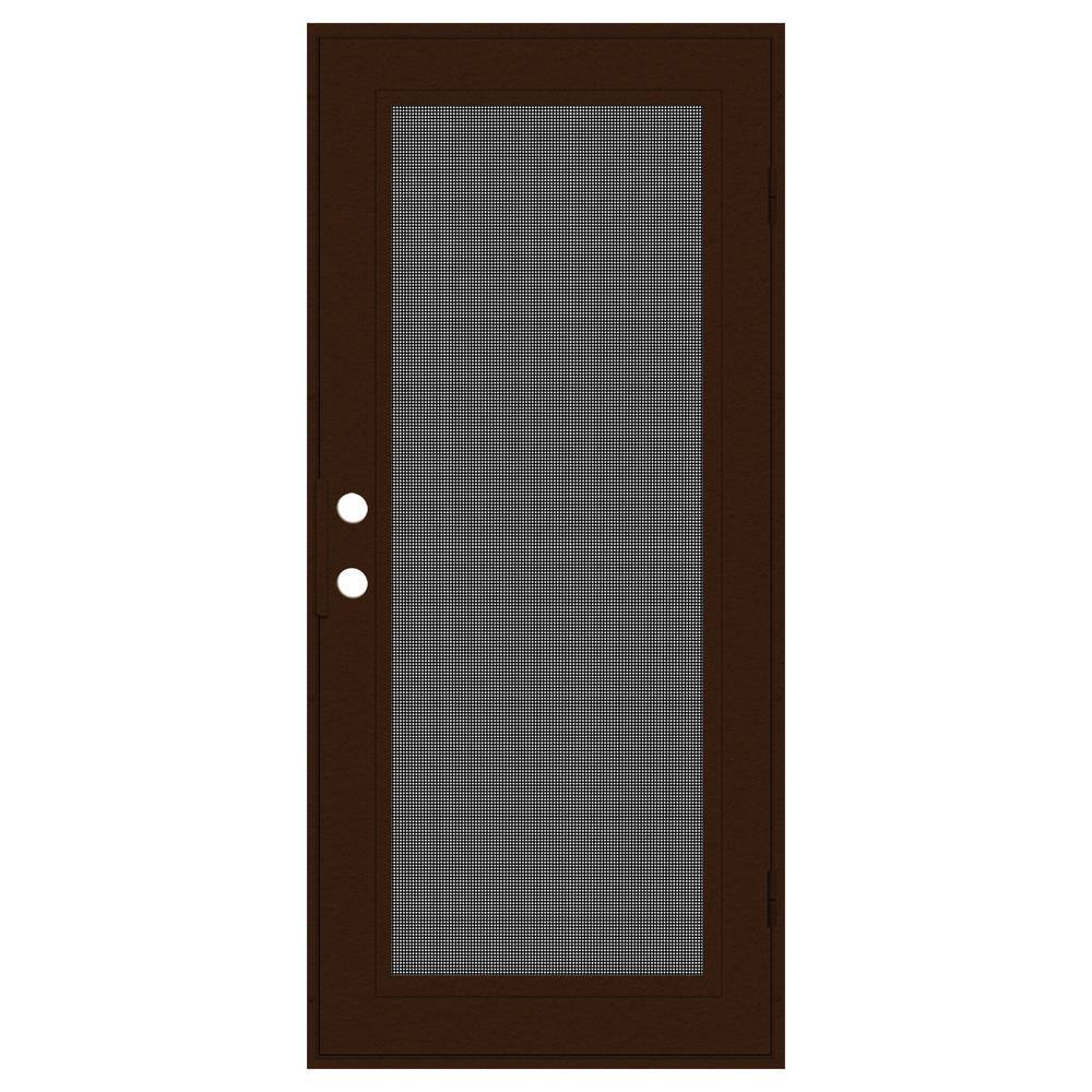 Full View 30 in. x 80 in. Left-Hand/Outswing Copper Aluminum Security Door with Meshtec Screen -  Unique Home Designs, 3S0000CL1CP00A