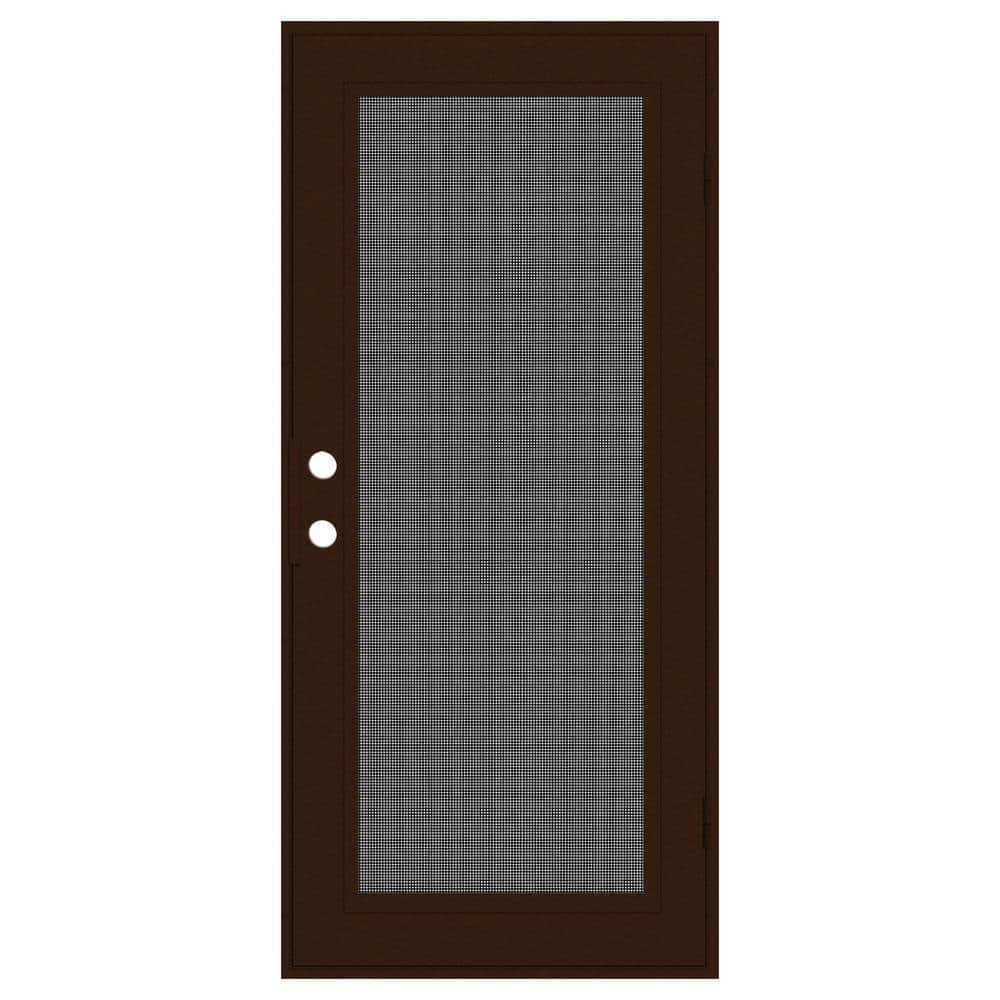 Full View 32 in. x 80 in. Left-Hand/Outswing Copper Aluminum Security Door with Meshtec Screen -  Unique Home Designs, 3S0000DL1CP00A