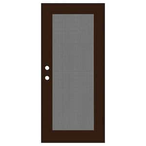 Full View 32 in. x 80 in. Left-Hand/Outswing Copper Aluminum Security Door with Meshtec Screen