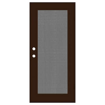 Full View 36 in. x 80 in. Left-Hand/Outswing Copper Aluminum Security Door with Meshtec Screen