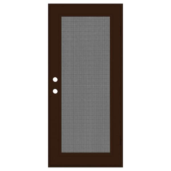Unique Home Designs Full View 36 in. x 80 in. Left-Hand/Outswing Copper Aluminum Security Door with Meshtec Screen