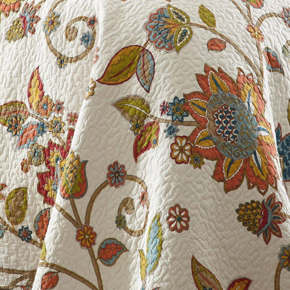 Clementine White Cotton Twin Reversible Quilt Set