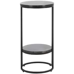 Gunther 14 in. Black Round Metal End Table with Shelves