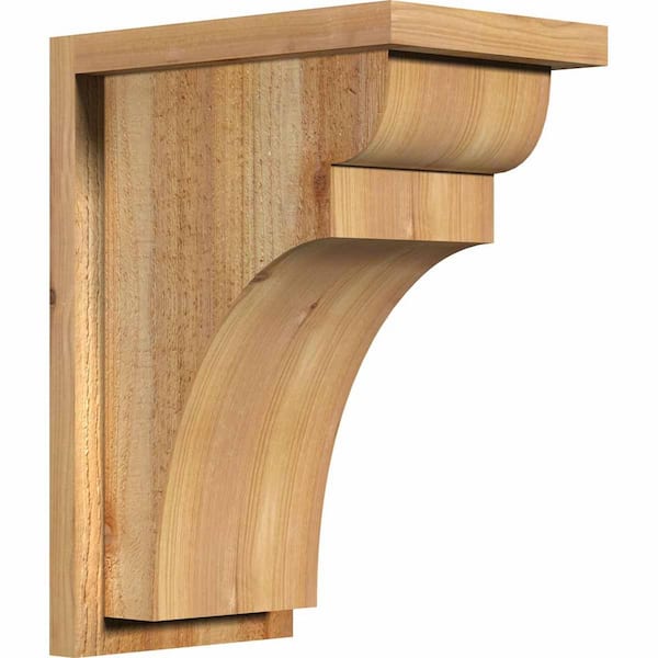 Ekena Millwork 8 in. x 12 in. x 16 in. Western Red Cedar Yorktown Rough Sawn Corbel with Backplate