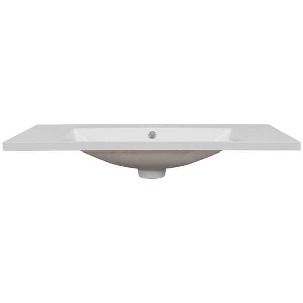 Unbranded 18 in. W x 36 in. D Ceramic Vanity Top in White