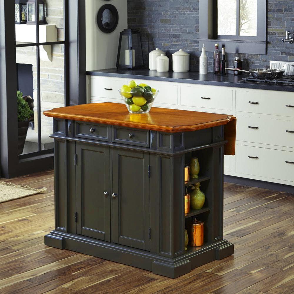 Americana Deep Grey Kitchen Island with Adjustable Shelves