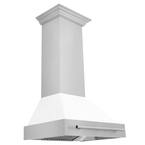 ZLINE 30 in. Wall Mount Range Hood with White Matte Shell and Stainless Steel Handle