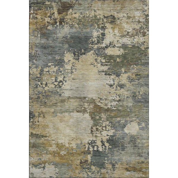 Mayfield Premium Machine Washable Abstract AMF2067 Gray 3 ft. x 4 ft. Area Rug