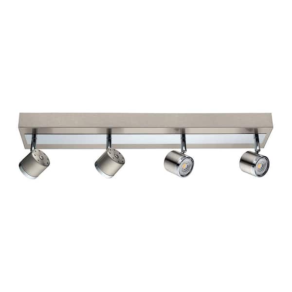 Eglo Pierino 2 ft. Satin Nickel and Chrome Integrated LED Track Lighting Kit with Adjustable Heads