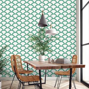 Mosaic Scallop Emerald Green Peel and Stick Wallpaper (Covers 28 sq. ft.)