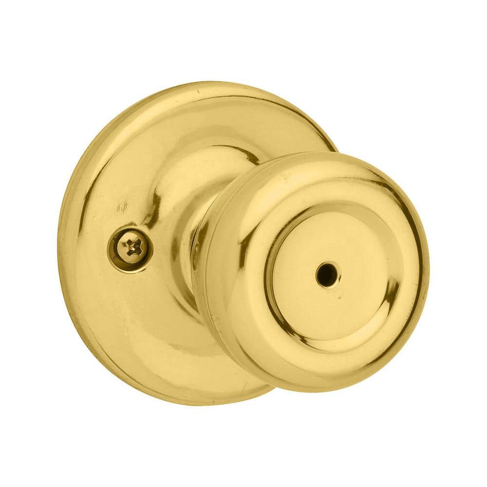 Kwikset Brass Mobile Home Polished Bed/Bath Door Knob with Microban  Antimicrobial Technology and Lock 300M 3 CP 7/8RFL RCS V1 - The Home Depot