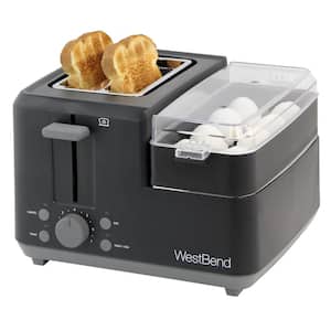 Breakfast Station 2-Slice Black Wide Slot Toaster with Removable Crumb Tray