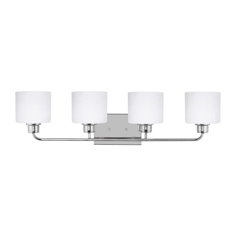 Canfield 31 in. 4-Light Chrome Minimalist Modern Wall Bathroom Vanity Light with Etched White Glass Shades price history on PriceWatchPro