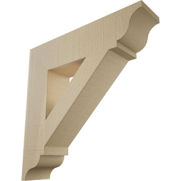 Ekena Millwork 5.5 in. x 24 in. x 24 in. Traditional Traditional Rough Cedar Woodgrain Timberthane Polyurethane Bracket, Primed Tan