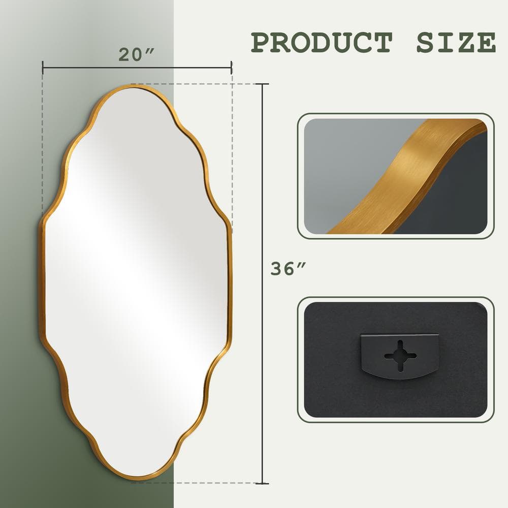 Gold Scalloped Oval Wall Mirror with Aluminum Frame