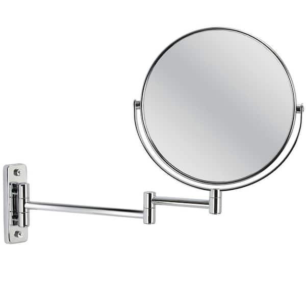 8 in. W x 8 in. H Small Round 1X/10X 2-Sides Magnifying Desk Makeup Mirror  with Built-in Battery & Type-C Port in Chrome