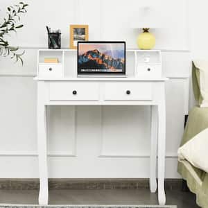 31.5 in. White Rectangle Wood 4-Drawer Writing Desk