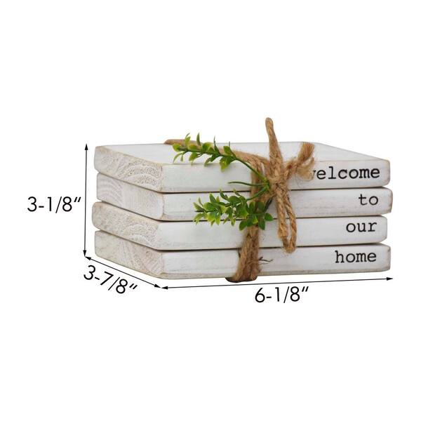 Welcome to Our Home Decorative Wooden Books Tabletop Decor