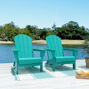 Addison 2-Pack Weather Resistant Outdoor Patio Plastic Folding Adirondack Chair in Turquoise