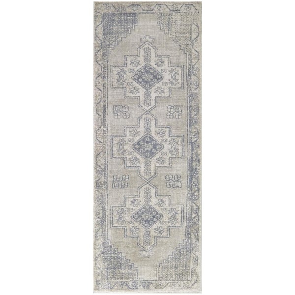 StyleWell Fermont Cream 2 ft. 7 in. x 7 ft. Medallion Runner Area Rug