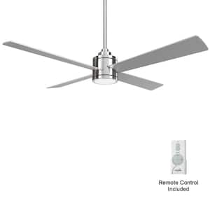 Falco 54 in. Indoor Brushed Nickel Low Profile Ceiling Fan with Warm White Integrated LED and Remote Control Included